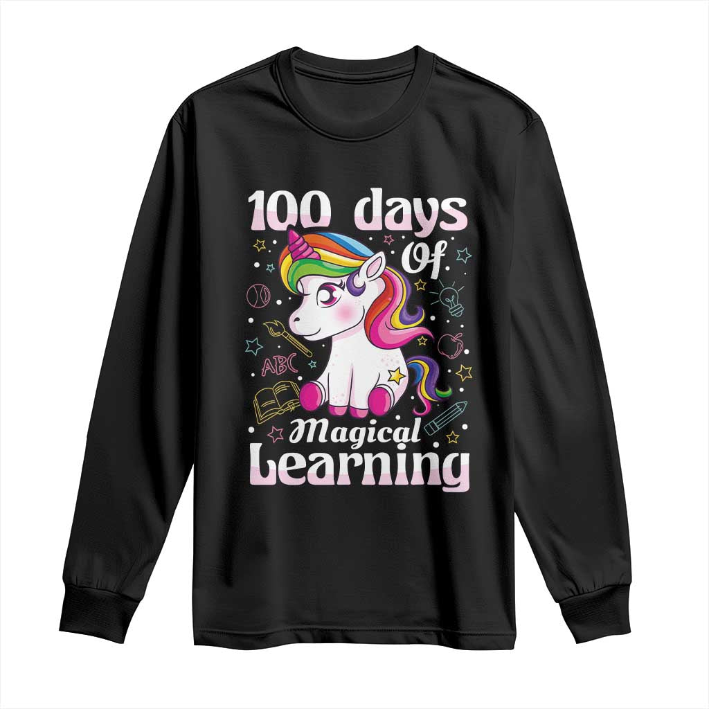 Magical Unicorn 100th Day of School Long Sleeve Shirt Cute Girls Celebration Gift