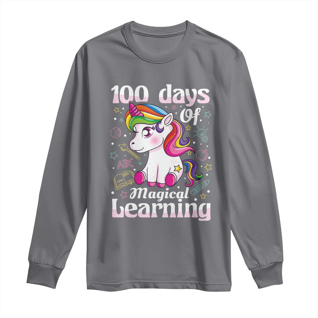Magical Unicorn 100th Day of School Long Sleeve Shirt Cute Girls Celebration Gift