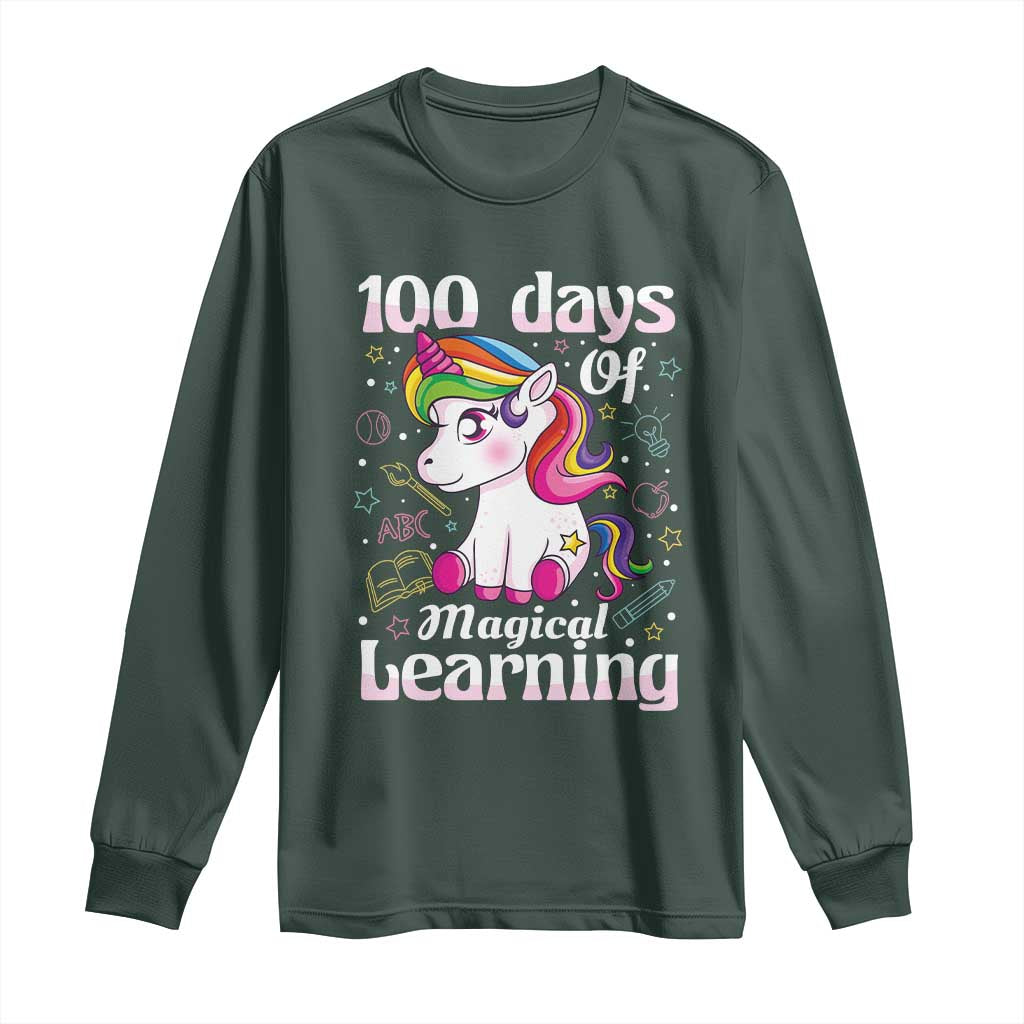Magical Unicorn 100th Day of School Long Sleeve Shirt Cute Girls Celebration Gift