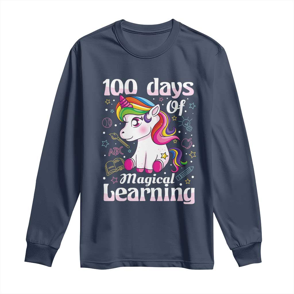 Magical Unicorn 100th Day of School Long Sleeve Shirt Cute Girls Celebration Gift