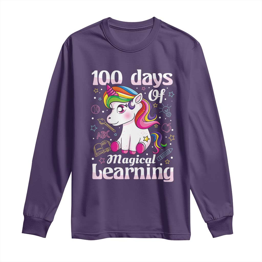 Magical Unicorn 100th Day of School Long Sleeve Shirt Cute Girls Celebration Gift