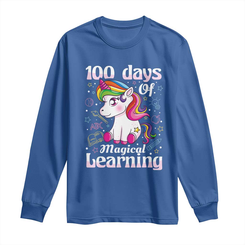 Magical Unicorn 100th Day of School Long Sleeve Shirt Cute Girls Celebration Gift