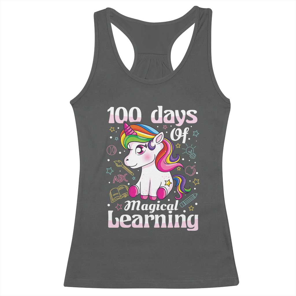 Magical Unicorn 100th Day of School Racerback Tank Top Cute Girls Celebration Gift