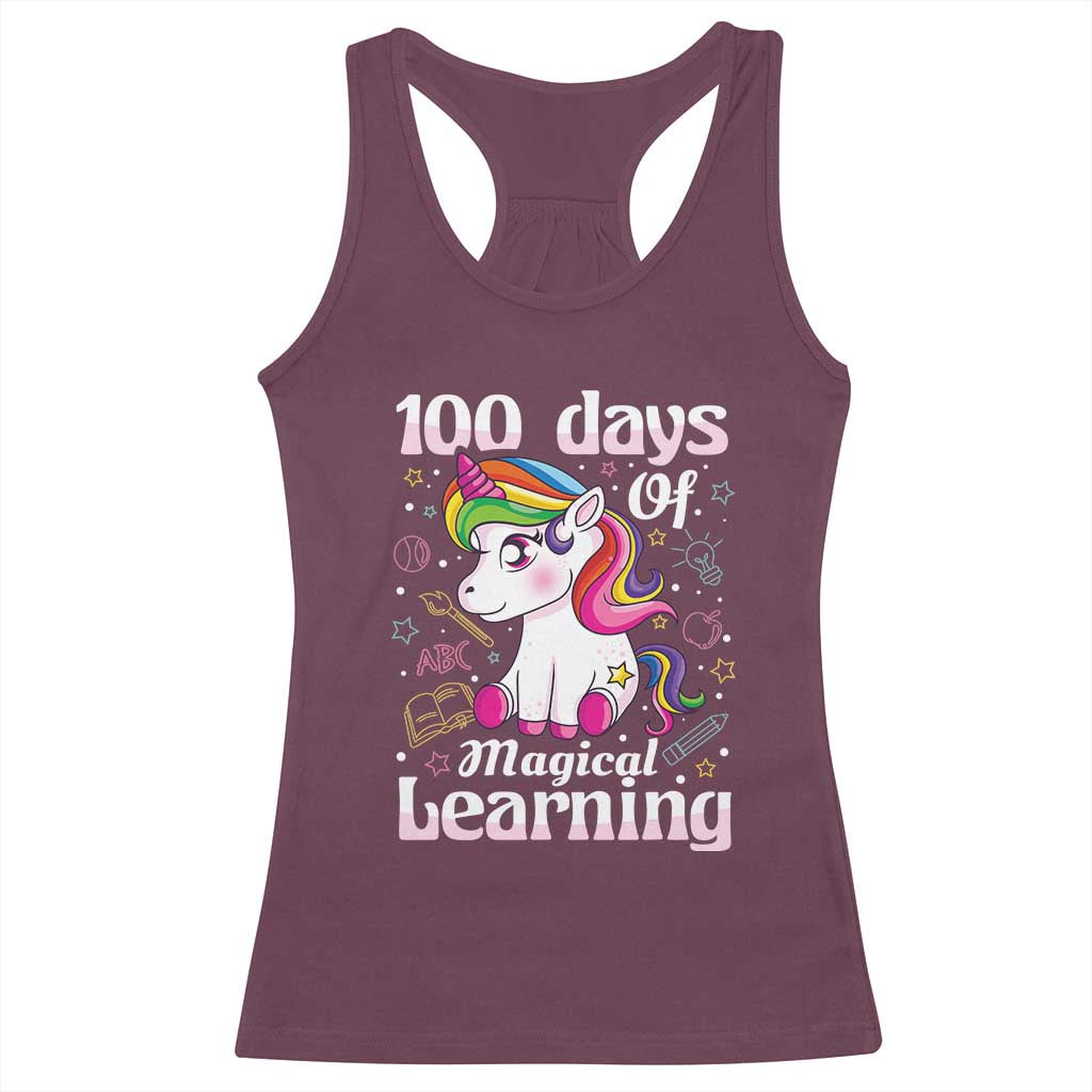 Magical Unicorn 100th Day of School Racerback Tank Top Cute Girls Celebration Gift