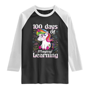 Magical Unicorn 100th Day of School Raglan Shirt Cute Girls Celebration Gift