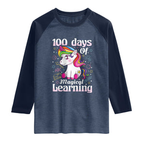 Magical Unicorn 100th Day of School Raglan Shirt Cute Girls Celebration Gift