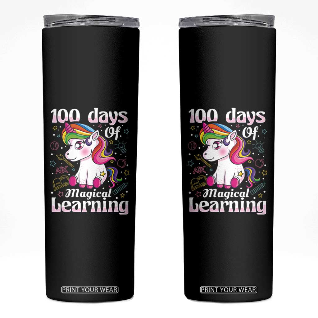 Magical Unicorn 100th Day of School Skinny Tumbler Cute Girls Celebration Gift