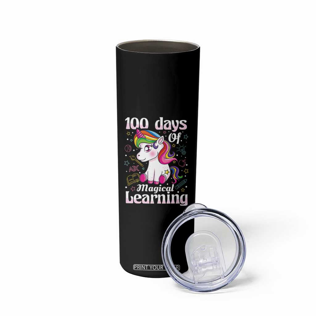 Magical Unicorn 100th Day of School Skinny Tumbler Cute Girls Celebration Gift