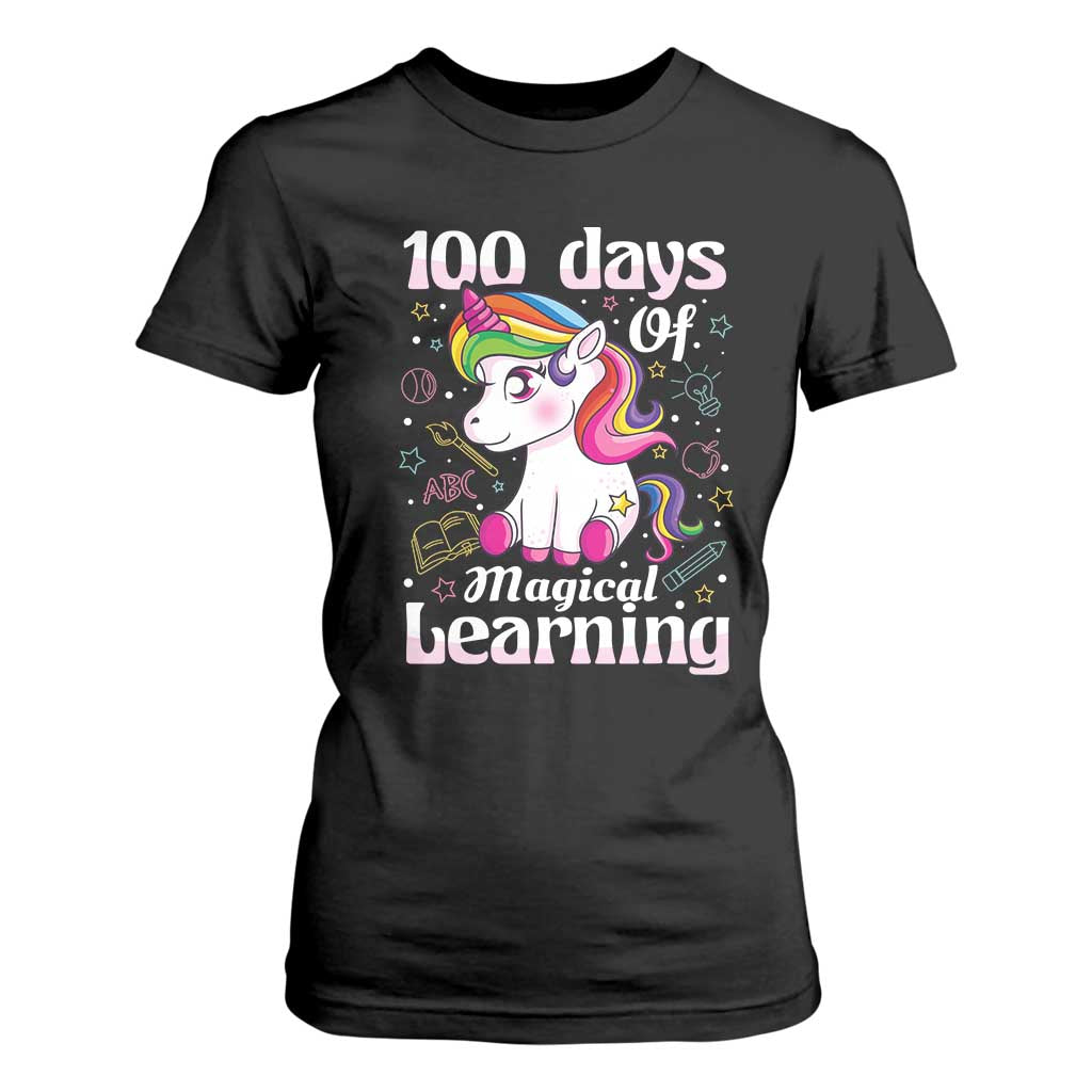 Magical Unicorn 100th Day of School T Shirt For Women Cute Girls Celebration Gift