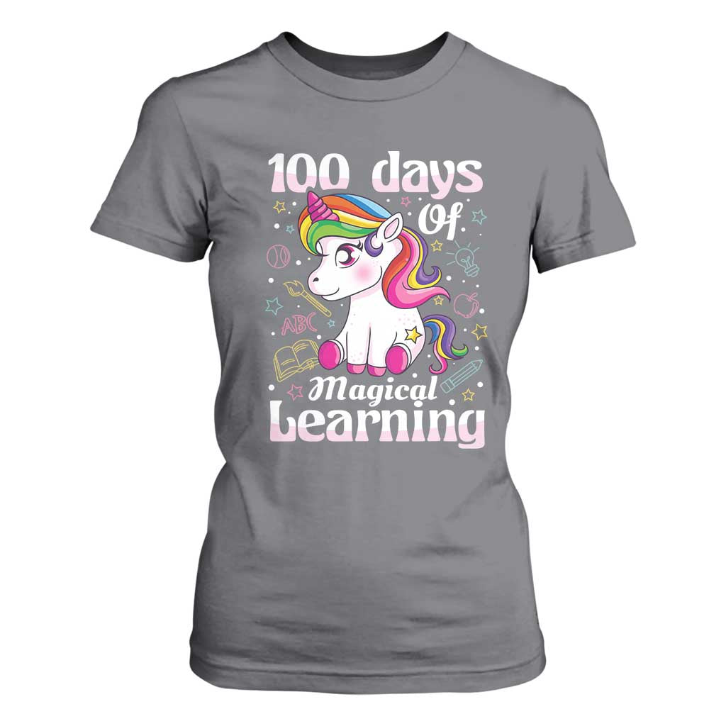 Magical Unicorn 100th Day of School T Shirt For Women Cute Girls Celebration Gift