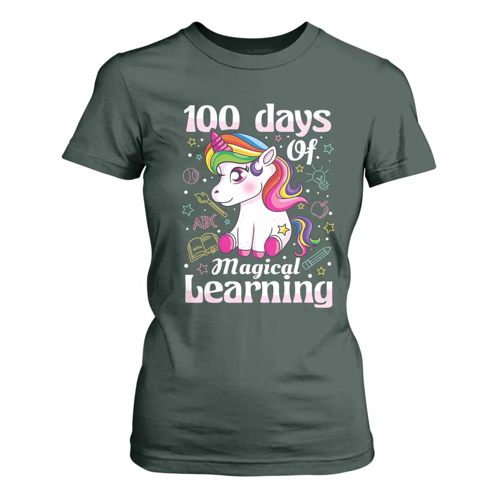 Magical Unicorn 100th Day of School T Shirt For Women Cute Girls Celebration Gift