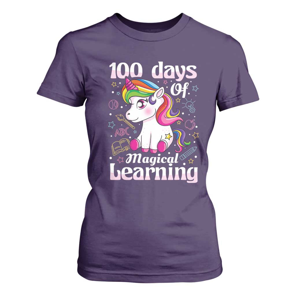 Magical Unicorn 100th Day of School T Shirt For Women Cute Girls Celebration Gift