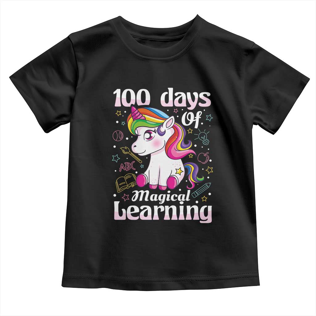 Magical Unicorn 100th Day of School Toddler T Shirt Cute Girls Celebration Gift TS01 Black Print Your Wear