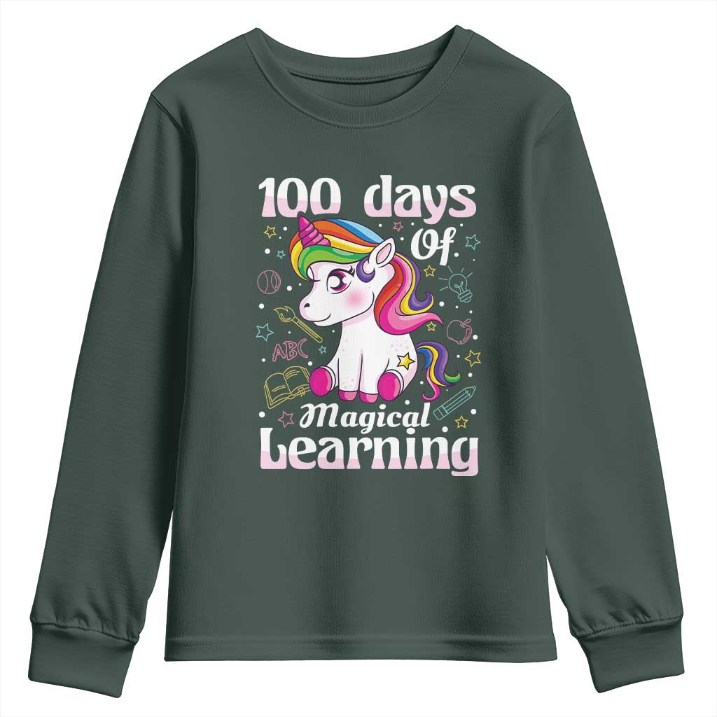 Magical Unicorn 100th Day of School Youth Sweatshirt Cute Girls Celebration Gift