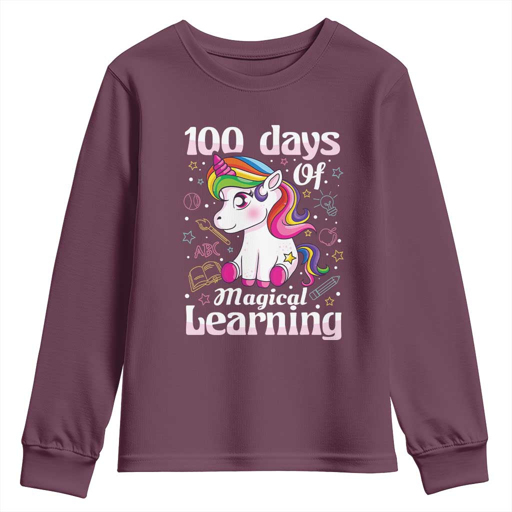 Magical Unicorn 100th Day of School Youth Sweatshirt Cute Girls Celebration Gift