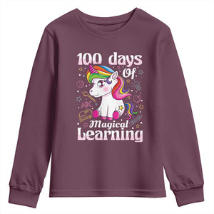 Magical Unicorn 100th Day of School Youth Sweatshirt Cute Girls Celebration Gift