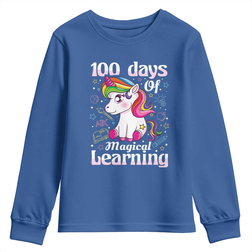 Magical Unicorn 100th Day of School Youth Sweatshirt Cute Girls Celebration Gift