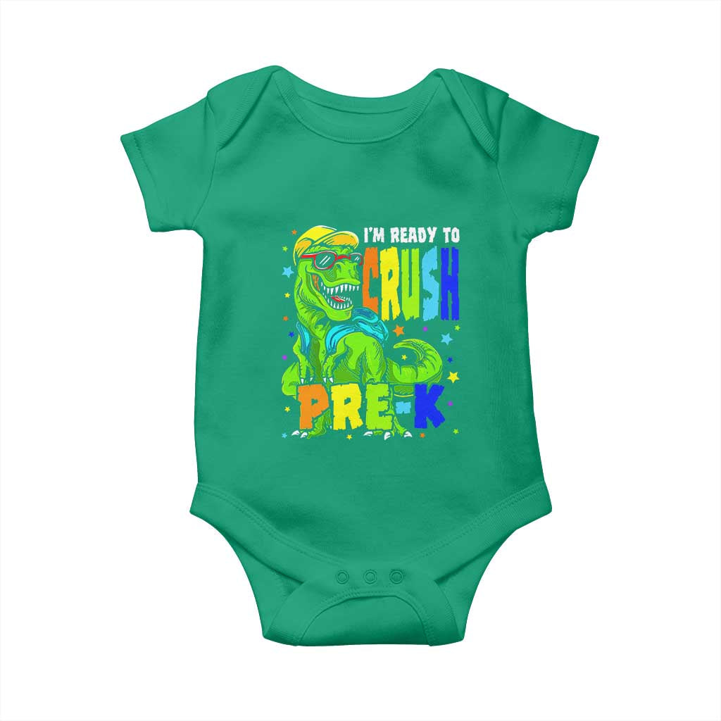 I am Ready To Crush Pre-K Dinosaur Baby Onesie Cool First Day of School Boy