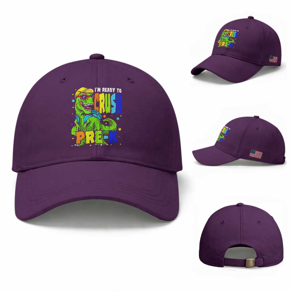 I am Ready To Crush Pre-K Dinosaur Baseball Cap Cool First Day of School Boy