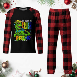 I am Ready To Crush Pre-K Dinosaur Plaid Pajama Set Cool First Day of School Boy