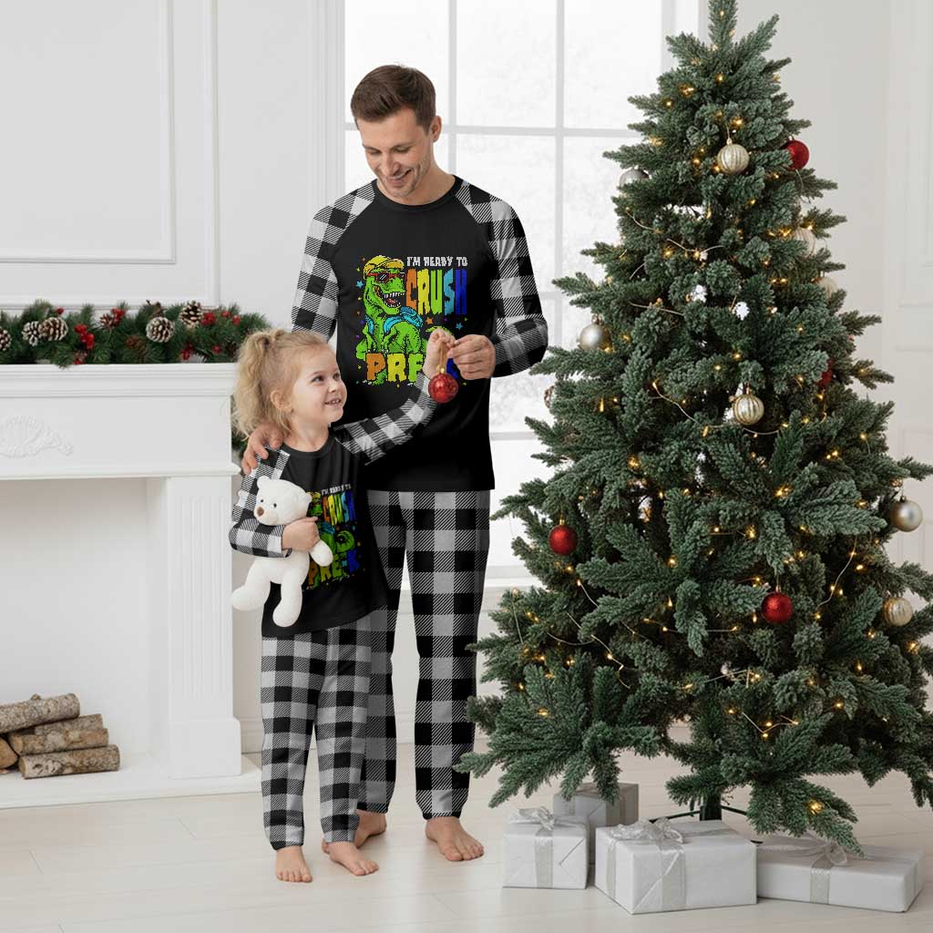 I am Ready To Crush Pre-K Dinosaur Plaid Pajama Set Cool First Day of School Boy
