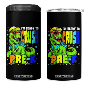 I am Ready To Crush Pre-K Dinosaur 4 in 1 Can Cooler Tumbler Cool First Day of School Boy