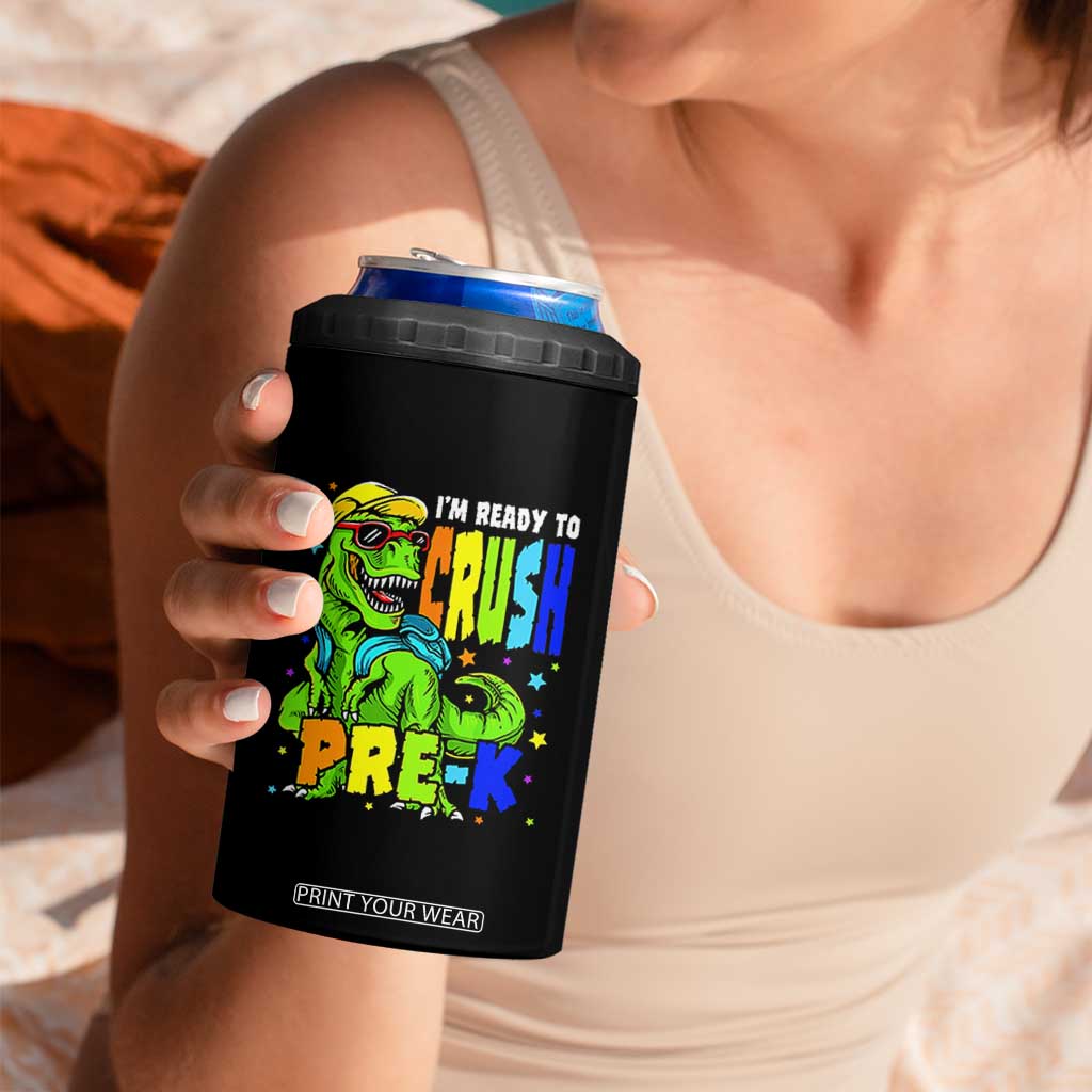 I am Ready To Crush Pre-K Dinosaur 4 in 1 Can Cooler Tumbler Cool First Day of School Boy