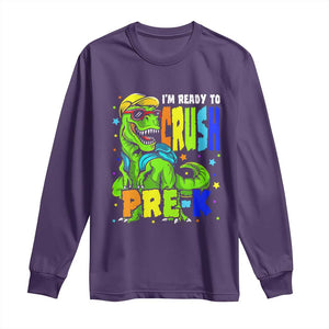 I am Ready To Crush Pre-K Dinosaur Long Sleeve Shirt Cool First Day of School Boy