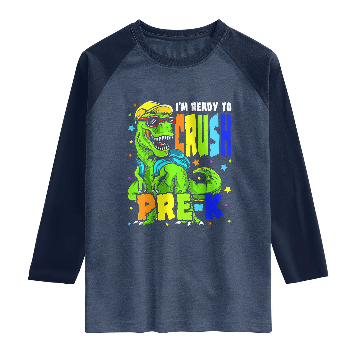 I am Ready To Crush Pre-K Dinosaur Raglan Shirt Cool First Day of School Boy