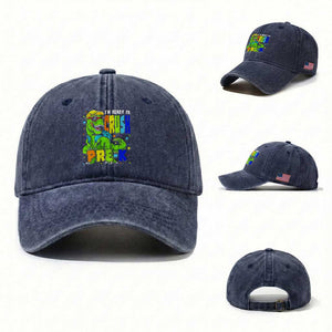 I am Ready To Crush Pre-K Dinosaur Washed Cotton Baseball Cap Cool First Day of School Boy