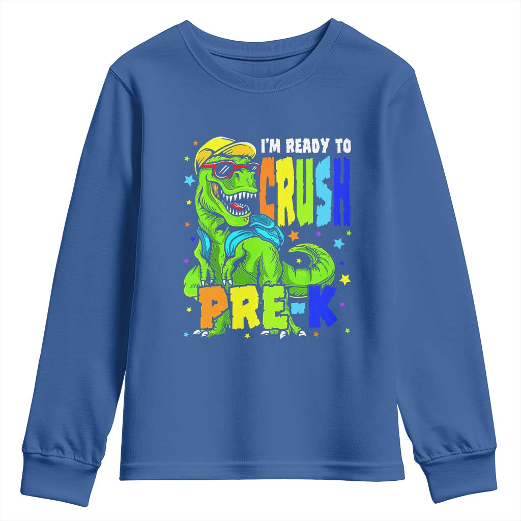 I am Ready To Crush Pre-K Dinosaur Youth Sweatshirt Cool First Day of School Boy