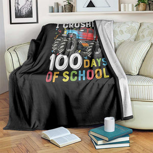 100 Days of School Monster Truck Throw Blanket Boys Crushing 100th Day Milestone