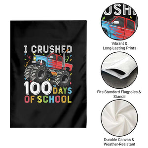 100 Days of School Monster Truck Garden Flag Boys Crushing 100th Day Milestone