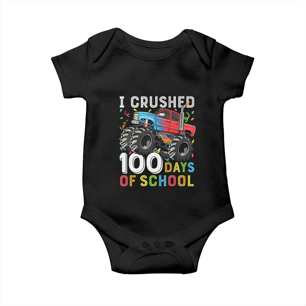 100 Days of School Monster Truck Baby Onesie Boys Crushing 100th Day Milestone TS01 Black Print Your Wear