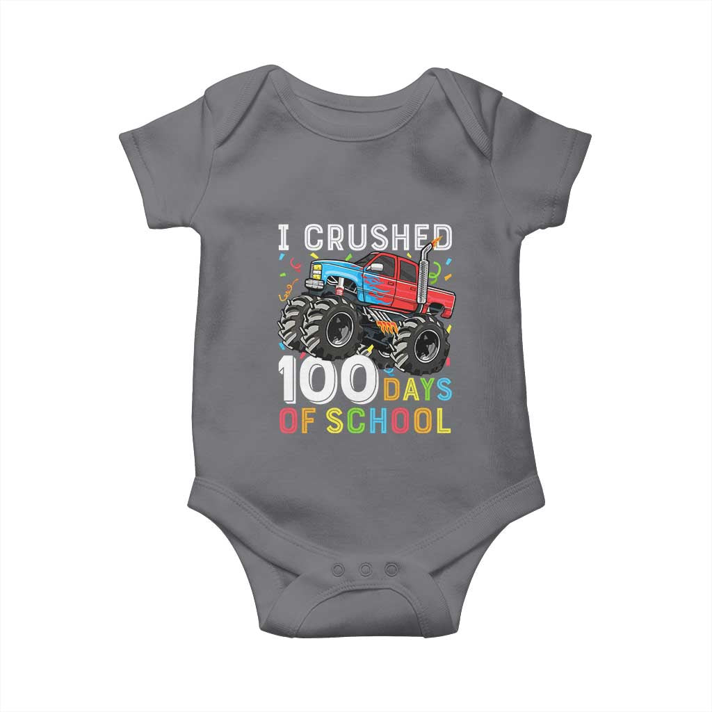 100 Days of School Monster Truck Baby Onesie Boys Crushing 100th Day Milestone