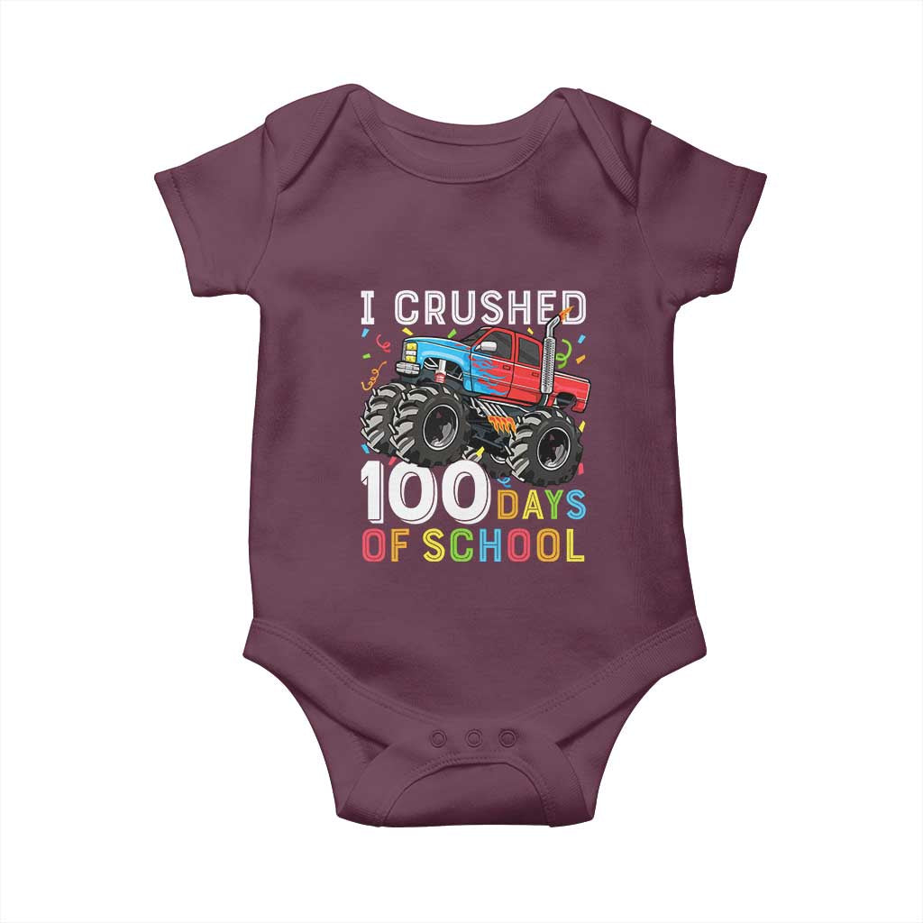 100 Days of School Monster Truck Baby Onesie Boys Crushing 100th Day Milestone