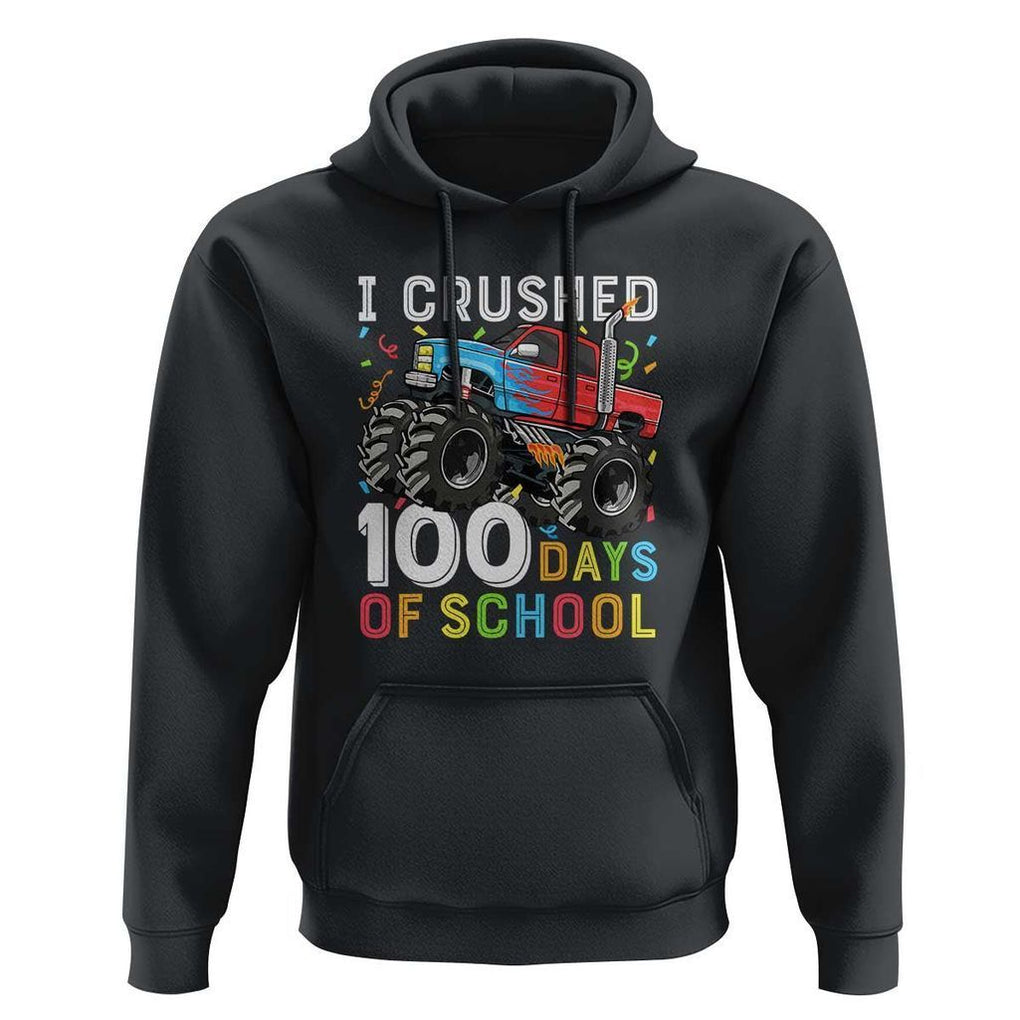 100 Days of School Monster Truck Hoodie Boys 100th Day Celebration TS01 Black Print Your Wear
