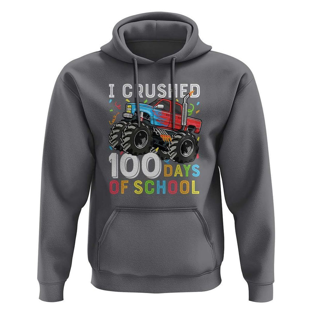 100 Days of School Monster Truck Hoodie Boys 100th Day Celebration TS01 Charcoal Print Your Wear