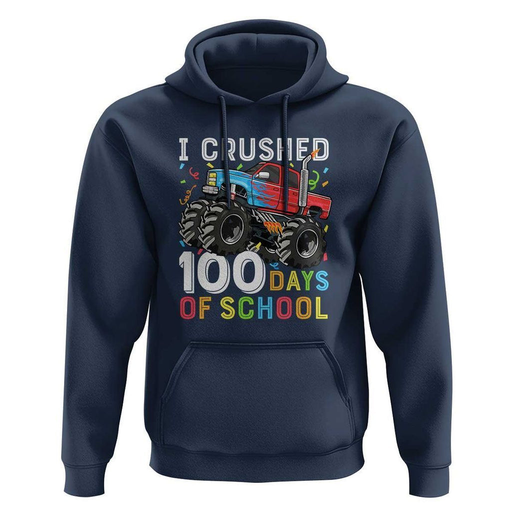 100 Days of School Monster Truck Hoodie Boys 100th Day Celebration TS01 Navy Print Your Wear