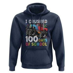 100 Days of School Monster Truck Hoodie Boys 100th Day Celebration TS01 Navy Print Your Wear