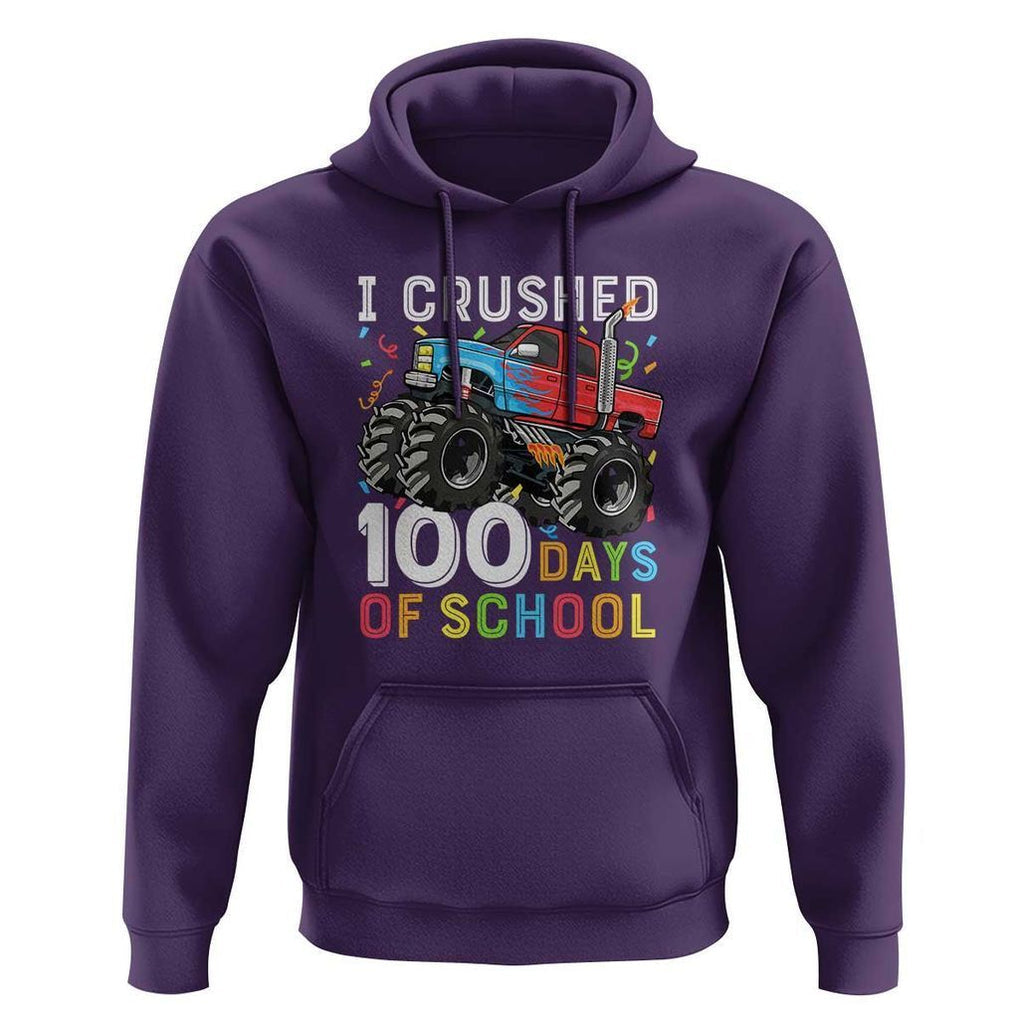 100 Days of School Monster Truck Hoodie Boys 100th Day Celebration TS01 Purple Print Your Wear