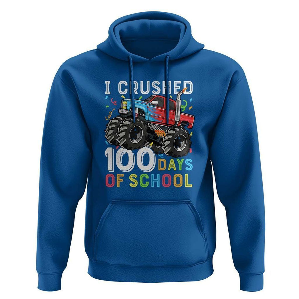 100 Days of School Monster Truck Hoodie Boys 100th Day Celebration TS01 Royal Blue Print Your Wear