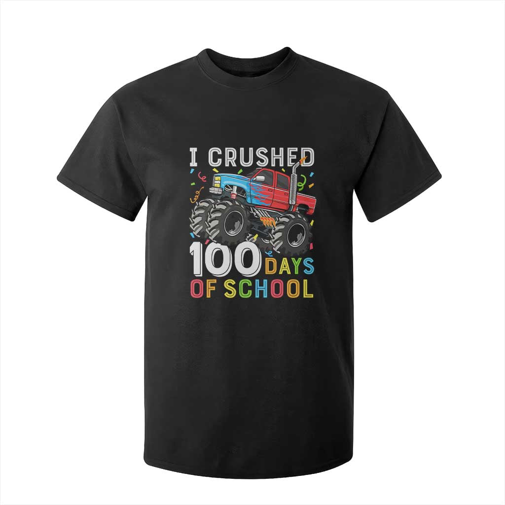 100 Days of School Monster Truck T Shirt For Kid Boys Crushing 100th Day Milestone