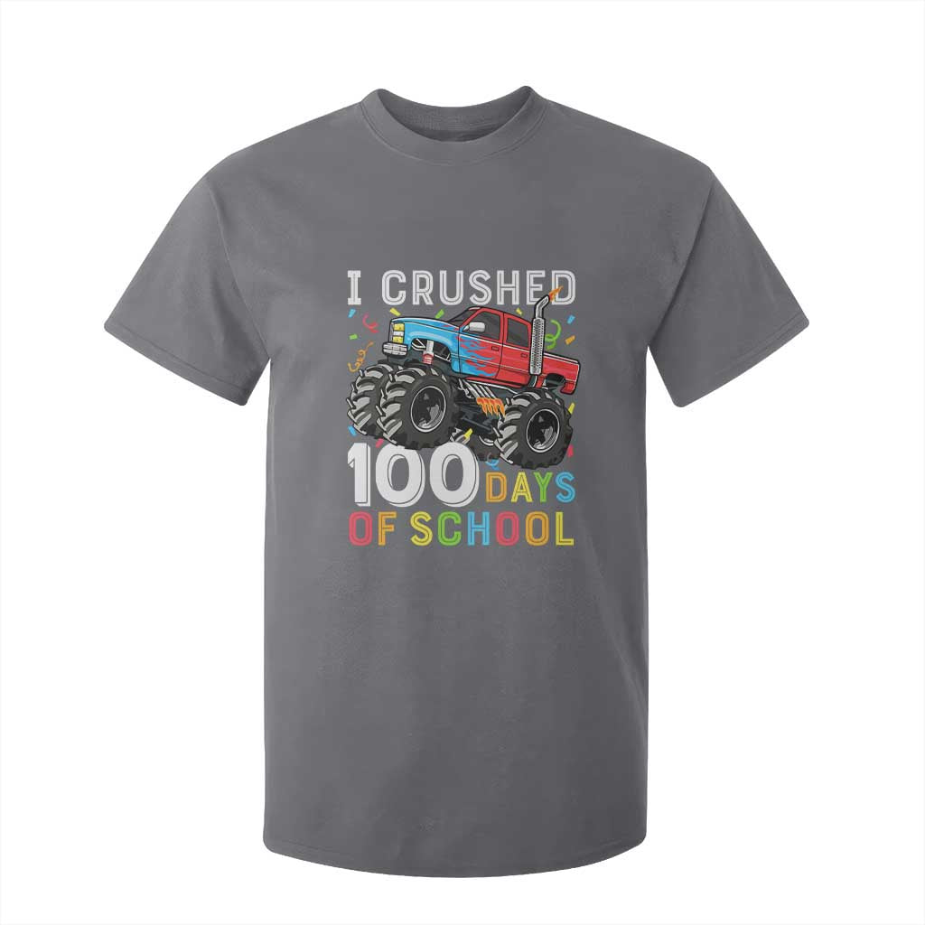 100 Days of School Monster Truck T Shirt For Kid Boys Crushing 100th Day Milestone