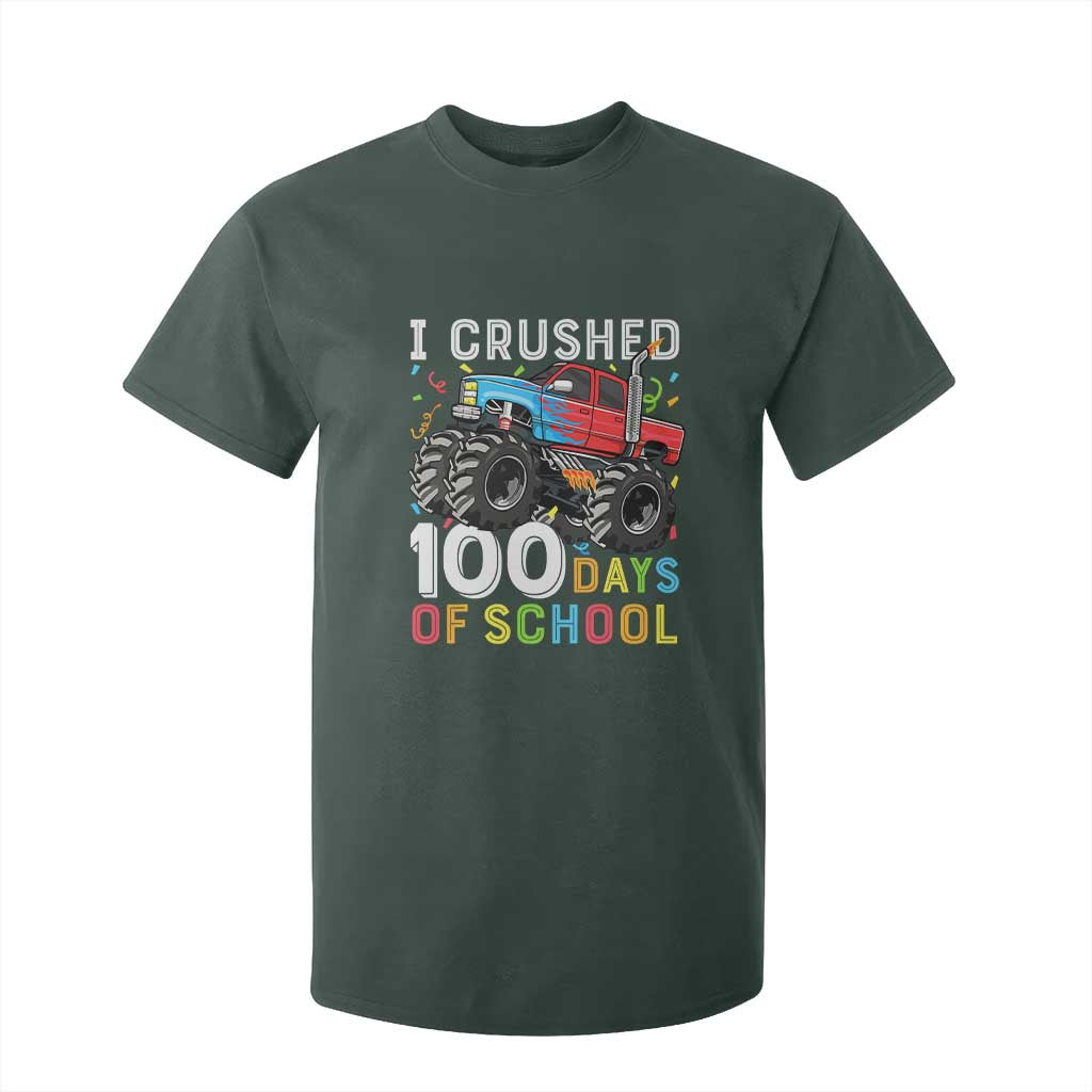100 Days of School Monster Truck T Shirt For Kid Boys Crushing 100th Day Milestone