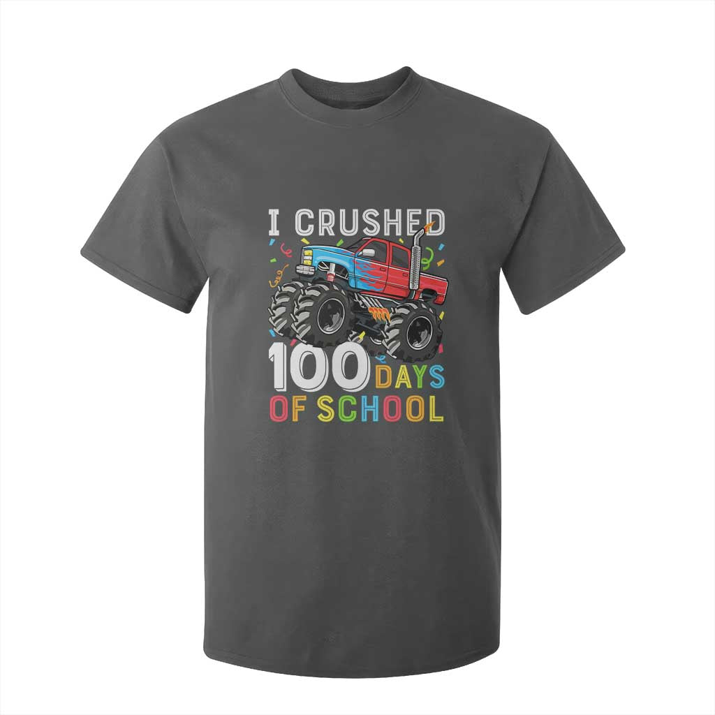 100 Days of School Monster Truck T Shirt For Kid Boys Crushing 100th Day Milestone