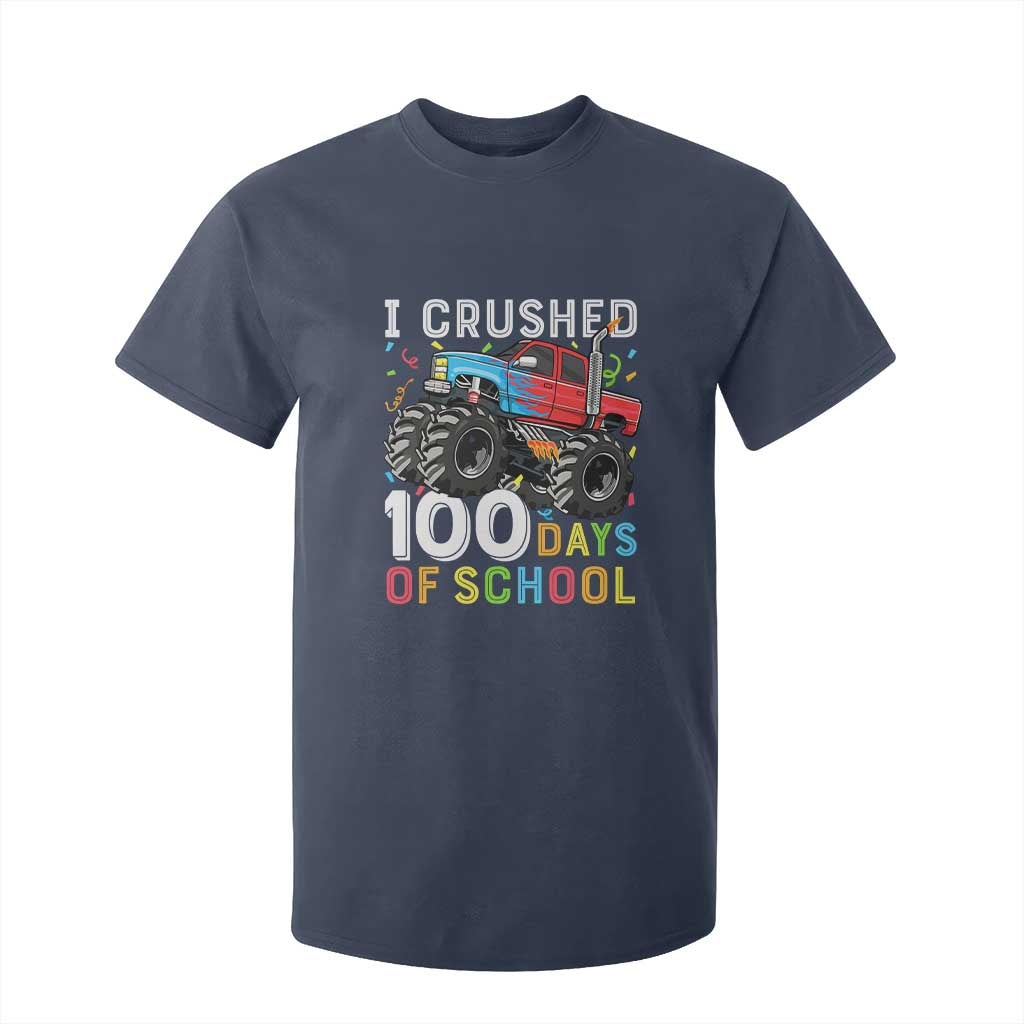 100 Days of School Monster Truck T Shirt For Kid Boys Crushing 100th Day Milestone