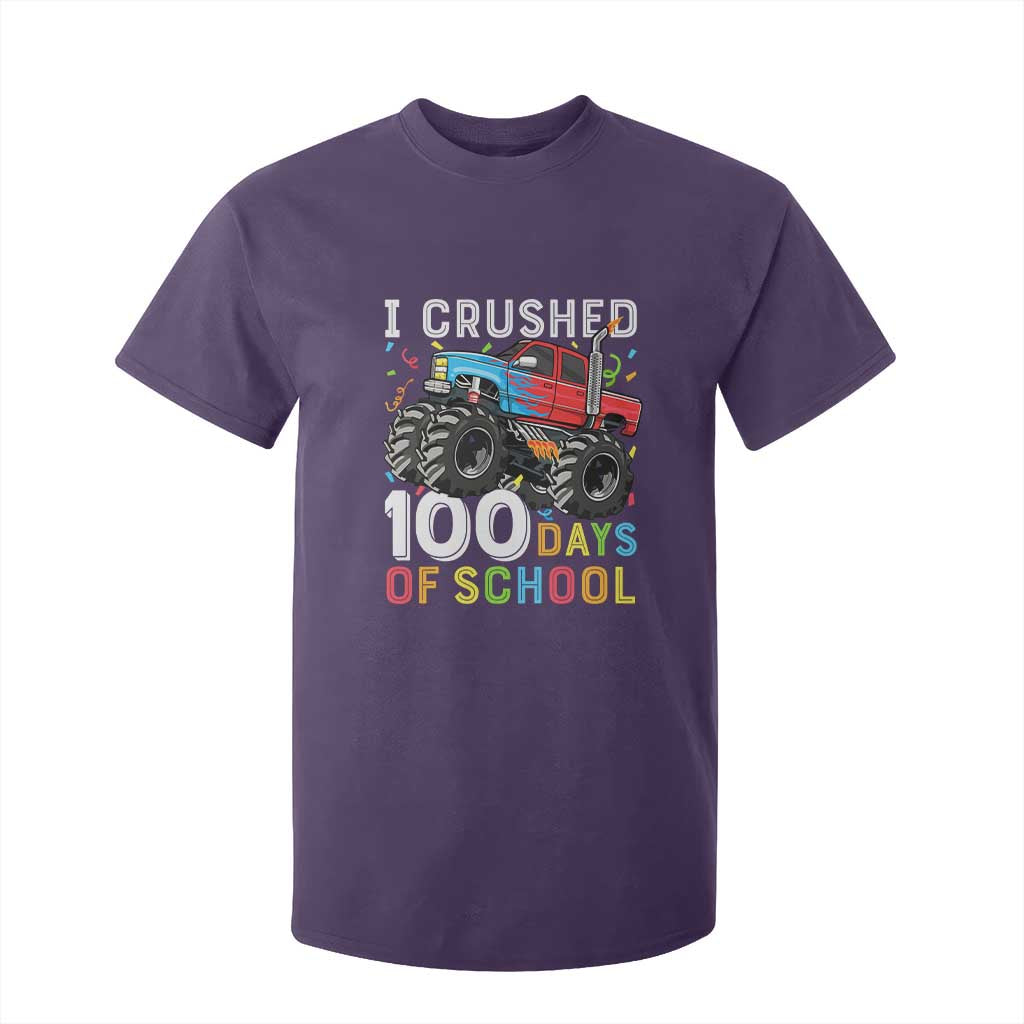100 Days of School Monster Truck T Shirt For Kid Boys Crushing 100th Day Milestone
