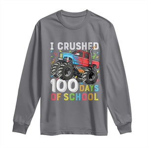 100 Days of School Monster Truck Long Sleeve Shirt Boys Crushing 100th Day Milestone