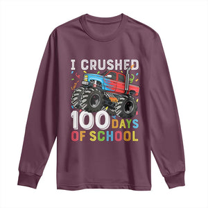 100 Days of School Monster Truck Long Sleeve Shirt Boys Crushing 100th Day Milestone